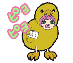 animal costume-pink hair- sticker sticker #5386268