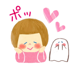 Ghost and bobbed hair girl sticker #5395693