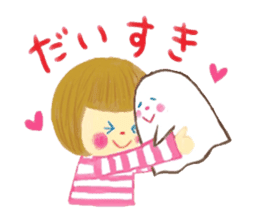 Ghost and bobbed hair girl sticker #5395694