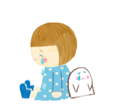 Ghost and bobbed hair girl sticker #5395698