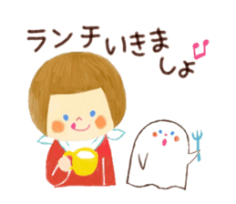 Ghost and bobbed hair girl sticker #5395699