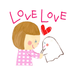 Ghost and bobbed hair girl sticker #5395702