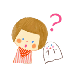 Ghost and bobbed hair girl sticker #5395706