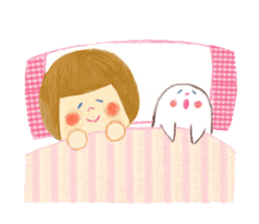 Ghost and bobbed hair girl sticker #5395723