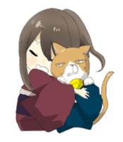 Cat and kimono daughter and Yamanaka sticker #5402354