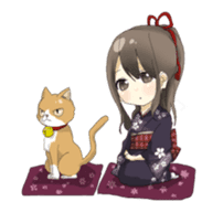 Cat and kimono daughter and Yamanaka sticker #5402355