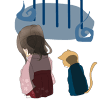 Cat and kimono daughter and Yamanaka sticker #5402356