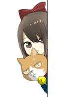 Cat and kimono daughter and Yamanaka sticker #5402362