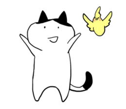 Okame cat and Cockatiel sticker #5405804
