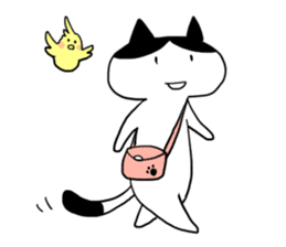 Okame cat and Cockatiel sticker #5405815