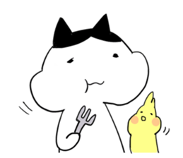 Okame cat and Cockatiel sticker #5405819