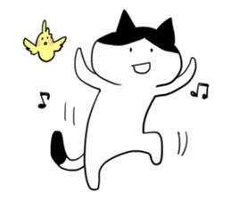 Okame cat and Cockatiel sticker #5405821
