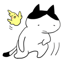 Okame cat and Cockatiel sticker #5405829