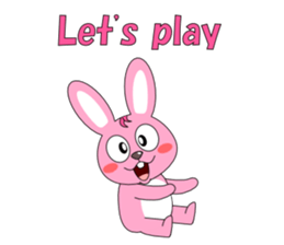 Conversation with pink rabbit English sticker #5412070