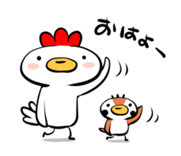 Cute chicken and cute sparrow sticker #5416460