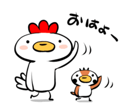 Cute chicken and cute sparrow sticker #5416460