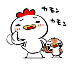 Cute chicken and cute sparrow sticker #5416462