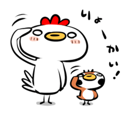 Cute chicken and cute sparrow sticker #5416471