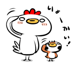 Cute chicken and cute sparrow sticker #5416471