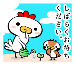 Cute chicken and cute sparrow sticker #5416483