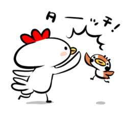 Cute chicken and cute sparrow sticker #5416494