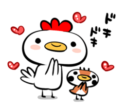 Cute chicken and cute sparrow sticker #5416496