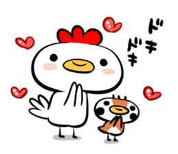 Cute chicken and cute sparrow sticker #5416496