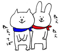 Deserted rabbit and cold cat. sticker #5417420