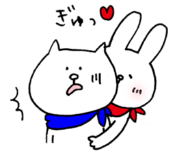 Deserted rabbit and cold cat. sticker #5417440