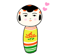 Japanese kokeshi doll colorful sticker #5419638