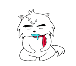 White dog AYA-MARU sticker #5436026