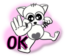 Japanese sign language of a white cat2 sticker #5437680