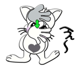Japanese sign language of a white cat2 sticker #5437687