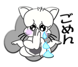 Japanese sign language of a white cat2 sticker #5437690