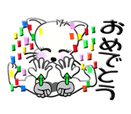 Japanese sign language of a white cat sticker #5464574