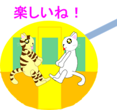 Four cats and rats of cute stamp sticker #5514327