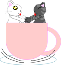 Four cats and rats of cute stamp sticker #5514328