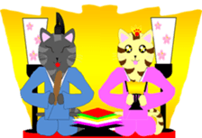 Four cats and rats of cute stamp sticker #5514331