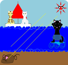 Four cats and rats of cute stamp sticker #5514340