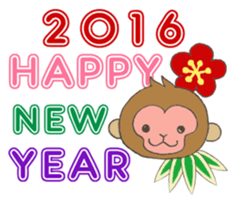 2016 Happy New Year sticker monkey sticker #5518028