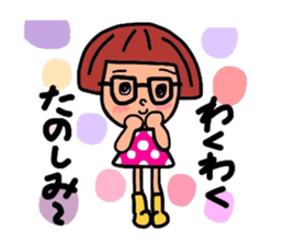 Bobbed hair glasses sticker #5520386