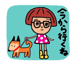Bobbed hair glasses sticker #5520420