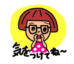 Bobbed hair glasses sticker #5520424