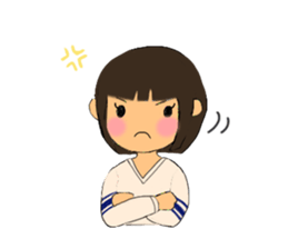 A girl of short bob with straight bangs sticker #5540485