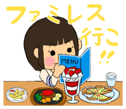 A girl of short bob with straight bangs sticker #5540490