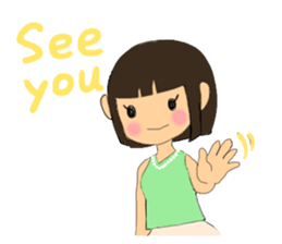 A girl of short bob with straight bangs sticker #5540493