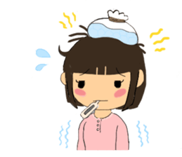 A girl of short bob with straight bangs sticker #5540497