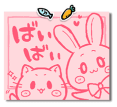 Sticker of a cat and a rabbit sticker #5546423
