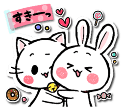 Sticker of a cat and a rabbit sticker #5546428