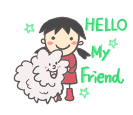 a soft sheep and agirl sticker #5583092